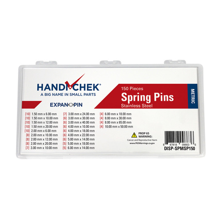 HANDI-CHEK Metric Spring Pin 420SS Assort 150pc DISP-SPMSP150